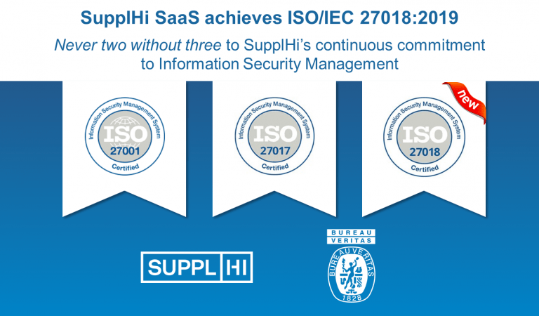 SupplHi achieves ISO/IEC 27018:2019, bringing the number of its ISO 27000-series certifications to three