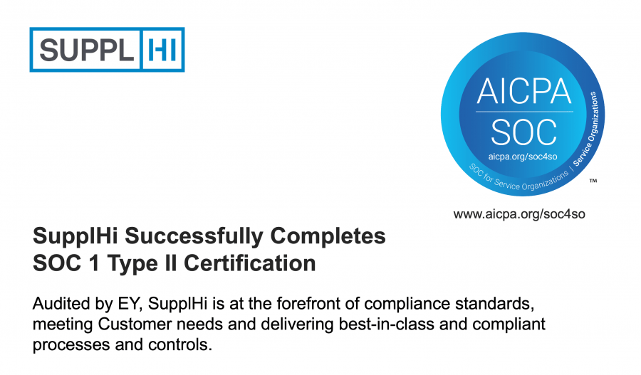 SupplHi Successfully Completes SOC 1 Type II Certification